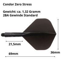 Condor Dartflight Zero Stress, Standard S, short, schwarz, Gr. S, 21,5mm