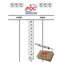 PDC Scorer Board 45x30 cm, Scwamm und Stift