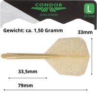Condor Dartflight Zero Stress Glitter, Standard Gr. L, long, gold, 27,5mm