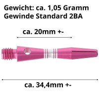 Aluminium Dartschaft Pink, X-Short, 3 Stück