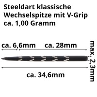 Steeldart Spitzen glatt, Magma, schwarz, 32mm