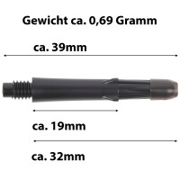 L-Style Schaft Lock Straight, schwarz, L190, 3 Stück