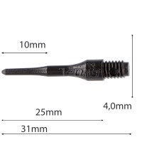 EVO Dartspitzen lange Version 31mm, schwarz, 50 Stück EVO-L