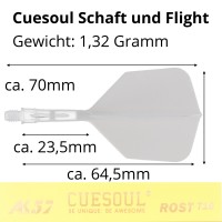 Cuesoul integrierte Dart Flights AK7, Standard S, weiß transparent