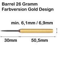 Barrel Steeldart, goldfarben, 90% Tungsten, 26 Gramm