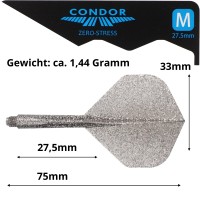 Condor Dartflight Zero Stress Glitter, Standard Gr. M, medium, Smoke Silver, 27,5mm