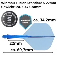 Winmau Fusion Dart Flight und Shaft, Standard, azur blau short, 22mm