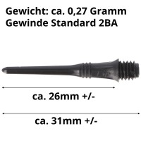 Lippoint USA Schwarz Dartspitzen, 26mm, 50 Stück