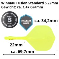 Winmau Fusion Dart Flight und Shaft, Standard, neon gelb, intermediate, 28mm