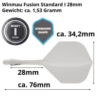 Winmau Fusion Dart Flight und Shaft, Standard, weiß, intermediate, 28mm
