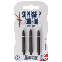 Harrows Supergrip Carbon Schaft, midi, schwarz und silber, 3 Stück