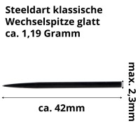 Steeldart Spitzen glatt, schwarz, 42mm