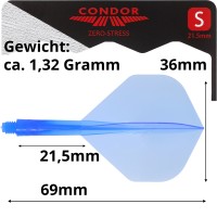 Dartflight Zero Stress, Standard S, short, transparent Blau, 21,5mm