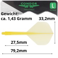Condor Dartflight Zero Stress, Standard L, long, transparent gelb, 33,5mm