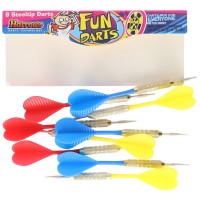 Fun Darts, 9 Steel-Dartpfeile in rot gelb blau
