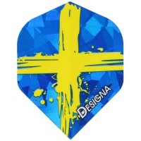 Dart Flight mit der Schweden Fahne, blau gelb, 44x34mm