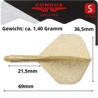 Condor Dartflight Zero Stress Glitter, Standard Gr. S, short, gold, 21,5mm