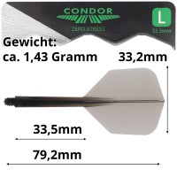 Condor Dartflight Zero Stress, Small L, Schwarz Transparent, Gr. L, 33,5mm