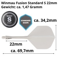 Winmau Fusion Dart Flight und Shaft, Standard, weiß, short, 22mm