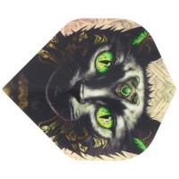 Designa Dartflight Black Cat Schwarze Katze, No2 Std, 100 Micron, 3 Stück