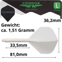 Condor Dartflight Zero Stress, Standard L, long, weiß, 33,5mm