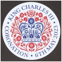 König Charles der III Darttasche schwarz mit Druck die Krone