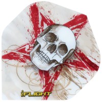 Totenkopf Dart Flights Skull, grau rot, No2, 3 Flights