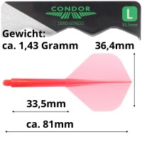 Condor Dartflight Zero Stress Standard L, Gr. L, rot, 33,5mm, 3 Stück